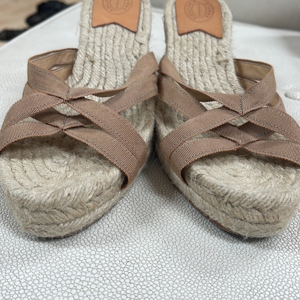Stubbs & Wootton Tan Espadrille Rope Wedge Sandals - Picture 3 of 10